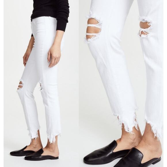 L’agence White Distressed High Line Skinny Jeans Size 25 - Picture 2 of 11